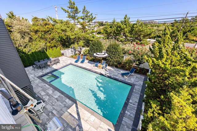 view of pool featuring a patio area