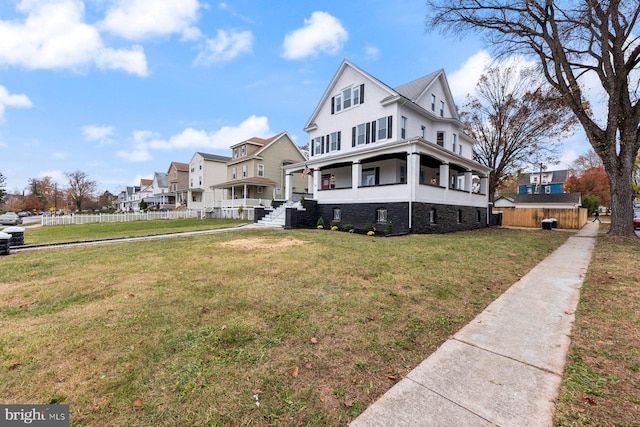 view of front of home with a front yard