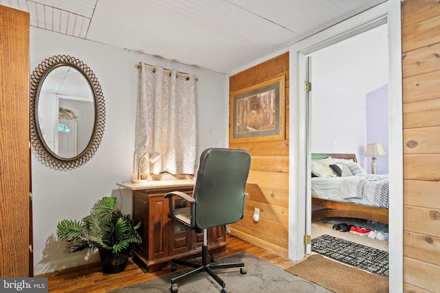 office space featuring wood-type flooring