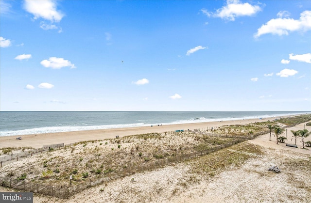 view of water feature featuring a view of the beach