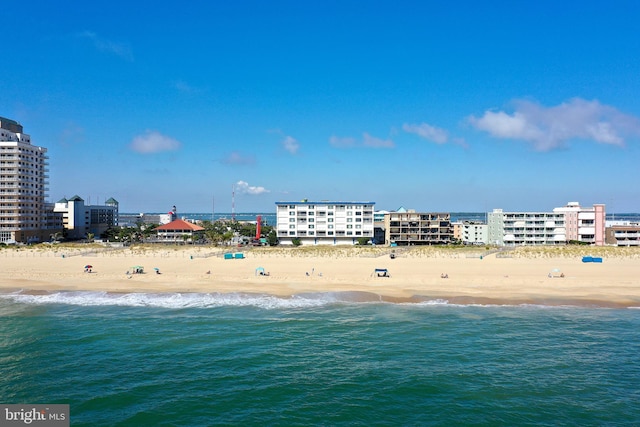 property view of water with a beach view