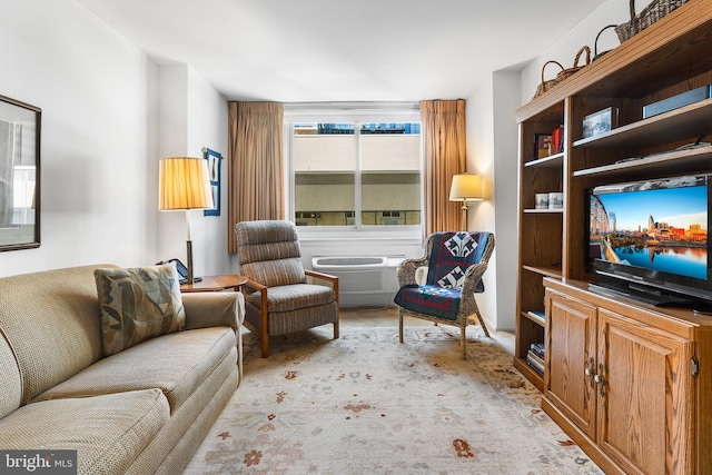 living room with light colored carpet