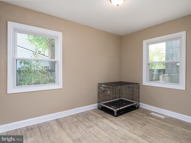 interior space with light hardwood / wood-style flooring