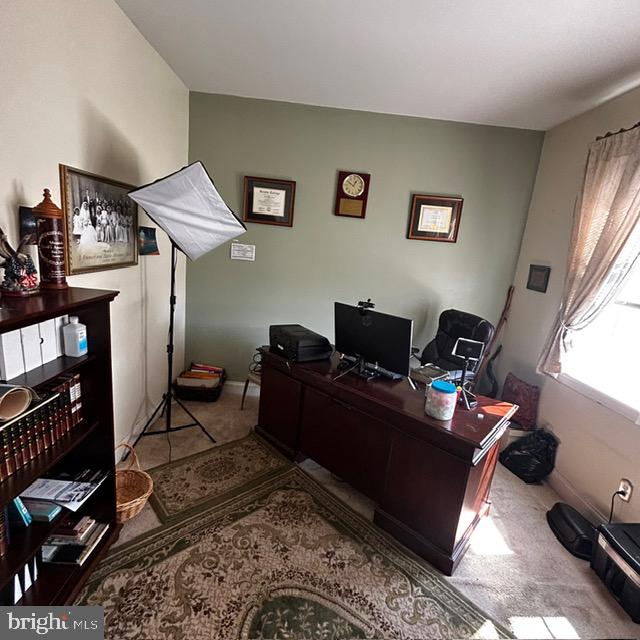 home office with carpet