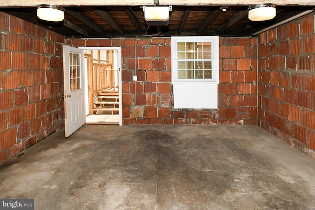 garage with a garage door opener