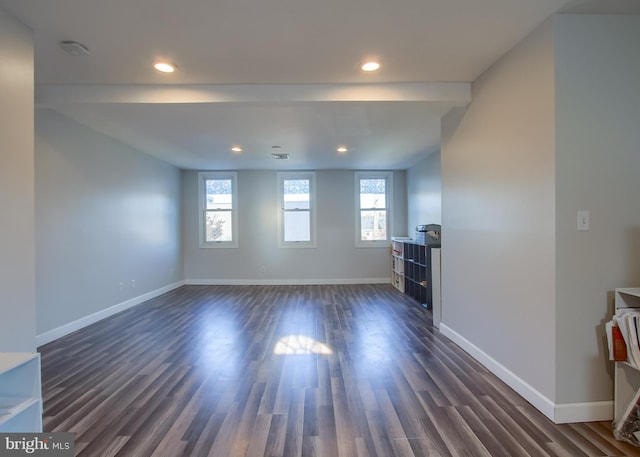 unfurnished living room featuring dark hardwood / wood-style floors