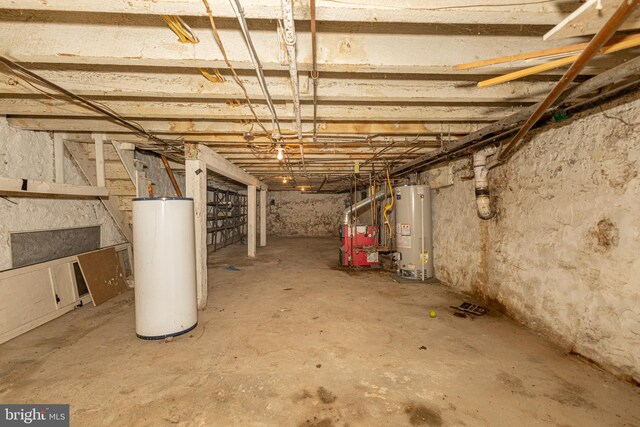 basement with gas water heater