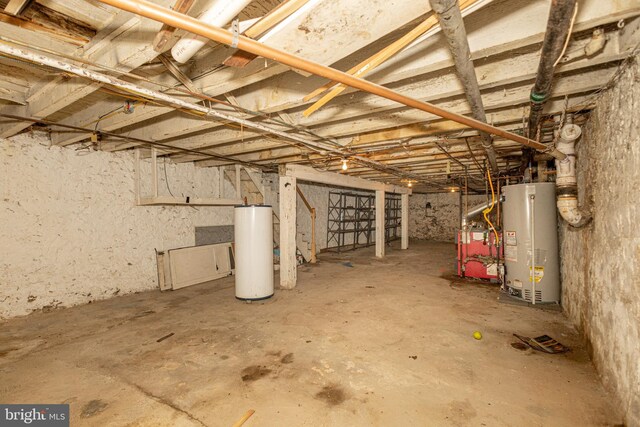 basement with gas water heater