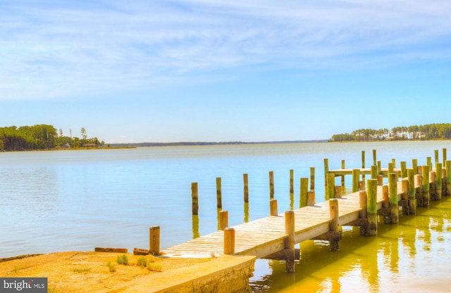 dock area featuring a water view