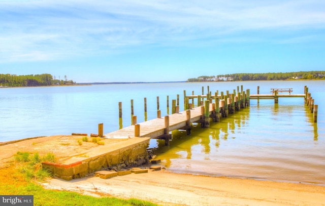 view of dock featuring a water view