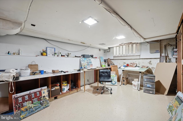 interior space with a workshop area