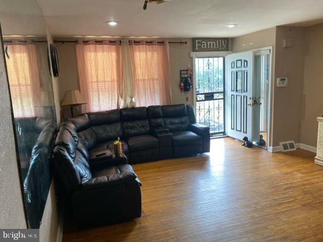 living room featuring hardwood / wood-style flooring