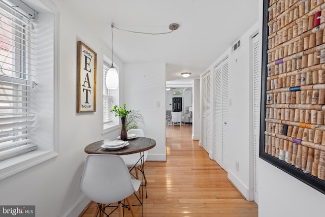 hall featuring light hardwood / wood-style flooring