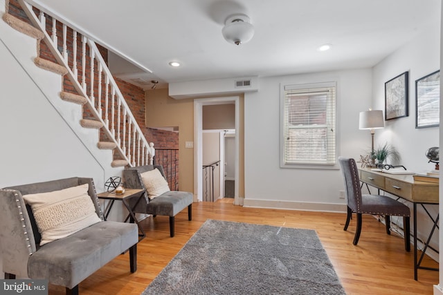 office featuring light hardwood / wood-style flooring