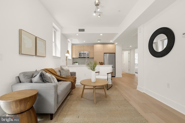 living room featuring light hardwood / wood-style floors