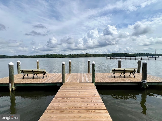 dock area featuring a water view