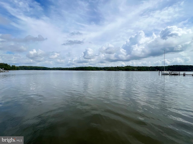 view of water feature featuring a dock