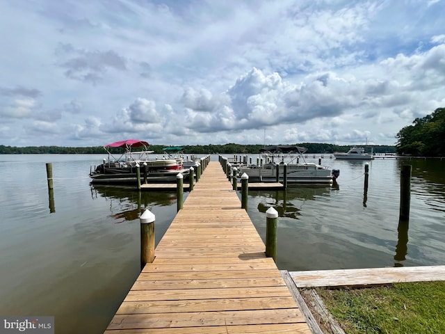 dock area featuring a water view