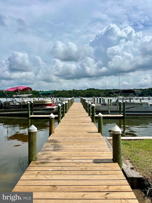 view of dock featuring a water view