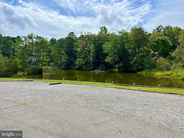 exterior space featuring a water view