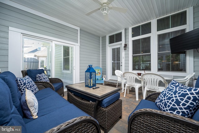 view of patio / terrace featuring outdoor lounge area and a ceiling fan