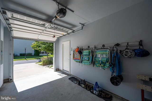 garage with a garage door opener