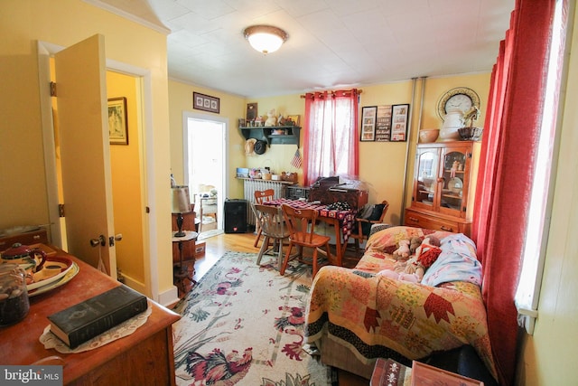 home office featuring hardwood / wood-style floors