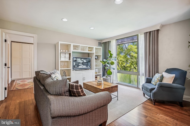 living room with hardwood / wood-style flooring