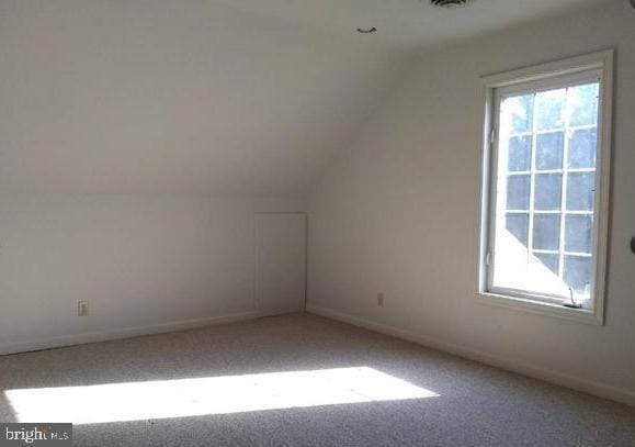 bonus room with carpet floors and lofted ceiling