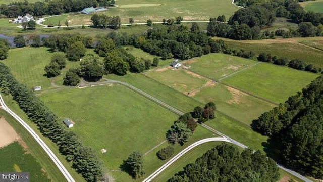 aerial view with a rural view