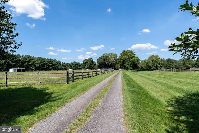 view of street featuring a rural view