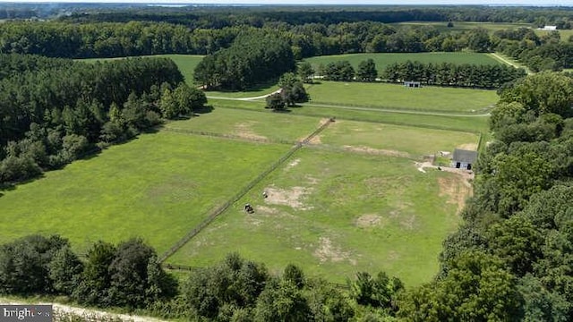 aerial view featuring a rural view