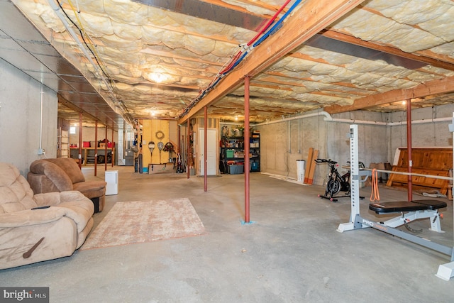 view of unfinished basement