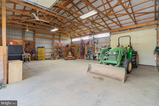 garage featuring metal wall