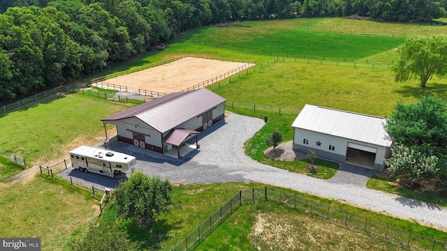 drone / aerial view featuring a rural view