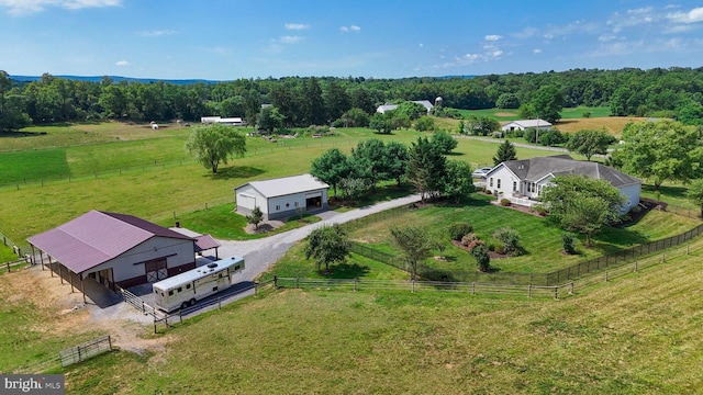 bird's eye view featuring a rural view