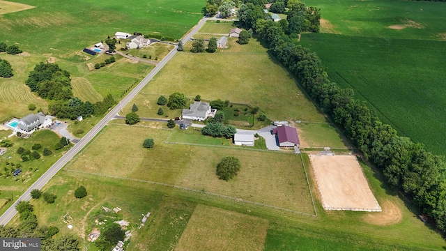 aerial view with a rural view