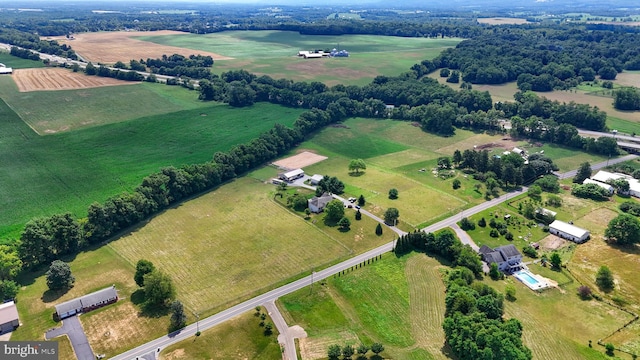 bird's eye view with a rural view