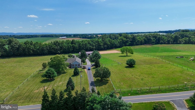 aerial view featuring a rural view