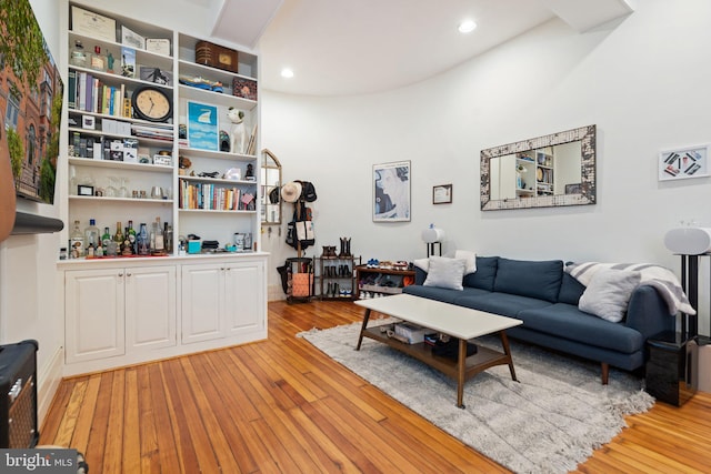 living room with light hardwood / wood-style floors