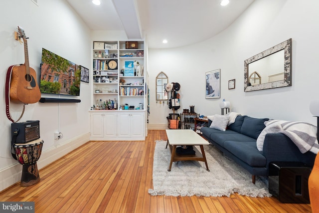 living room with light wood-type flooring