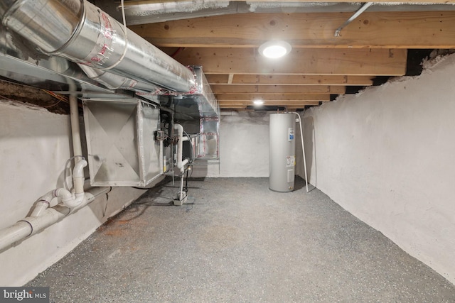 basement with water heater