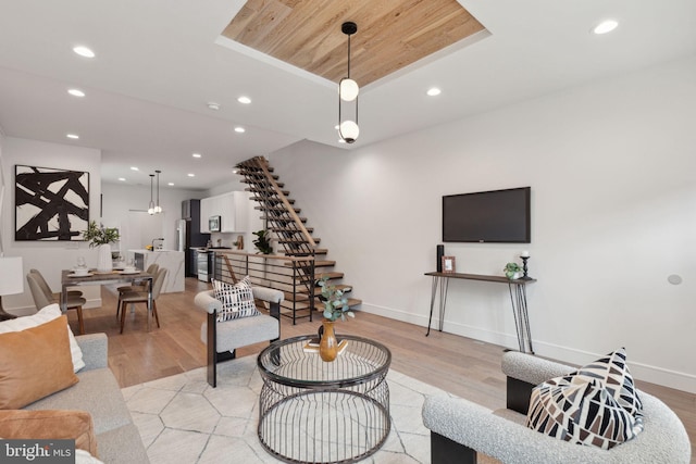 living room featuring light hardwood / wood-style floors