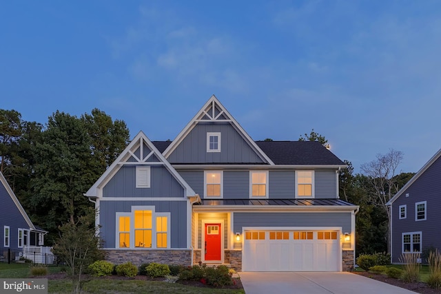 craftsman-style home with a garage