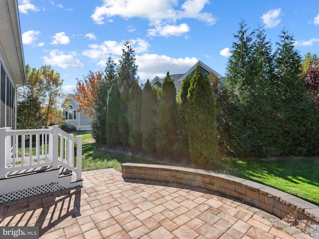 view of patio featuring a wooden deck