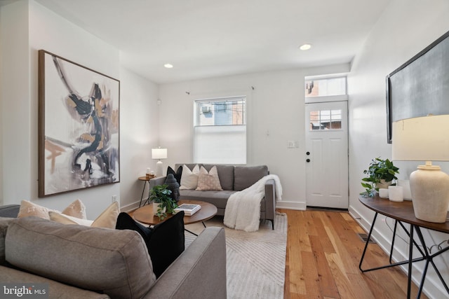 living room featuring light hardwood / wood-style flooring