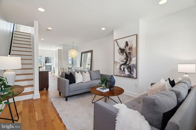 living room featuring light hardwood / wood-style floors