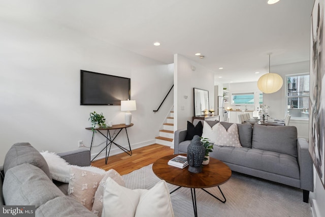 living room featuring hardwood / wood-style flooring