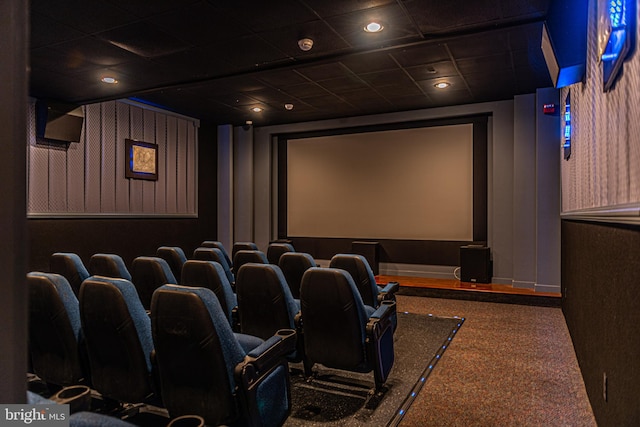 view of carpeted cinema room