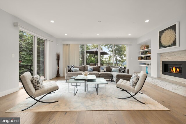 living room featuring light wood-type flooring